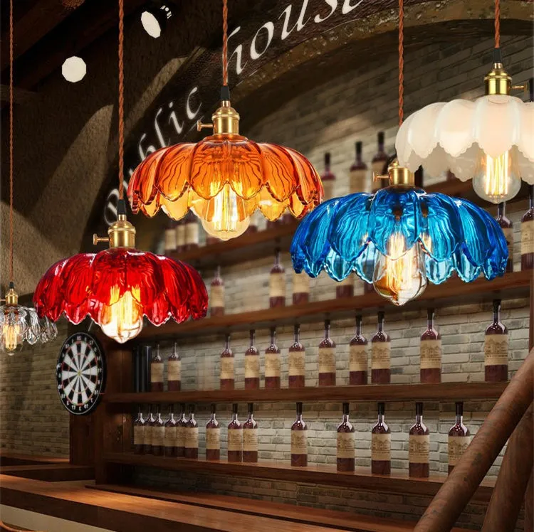 Винтажное освещение Simig круглая Люминесцентная стеклянная лампа с лепестками цветов Потолочный подвесной светильник для домашнего декора столовой