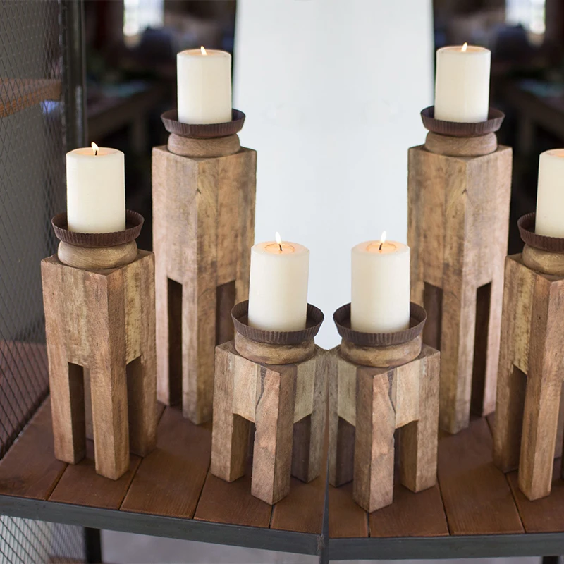 Современный подсвечник для чайных подсвечников, уникальный деревянный декоративный подсвечник для чайных подсвечников