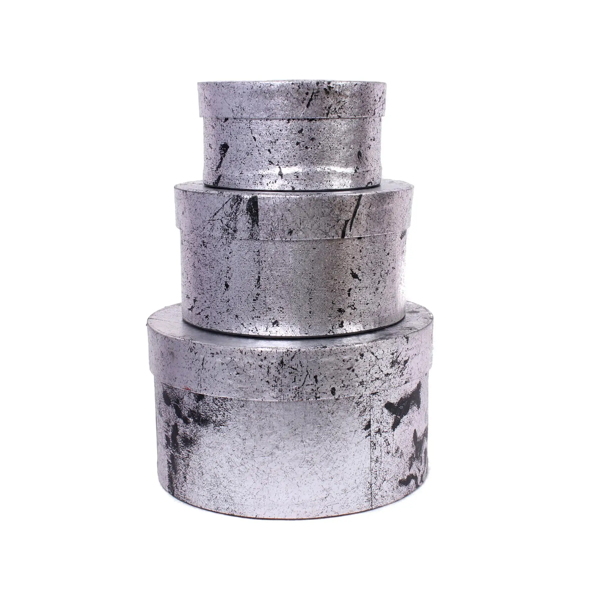 Лучшая коллекция Роскошная Серебряная бумажная коробка Высокое качество жесткая Подарочная круглая форма Индивидуальный