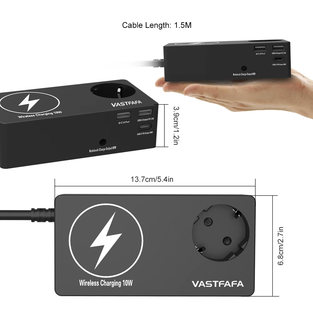 VASTFAFA 6 в 1 ЕС удлинитель USB