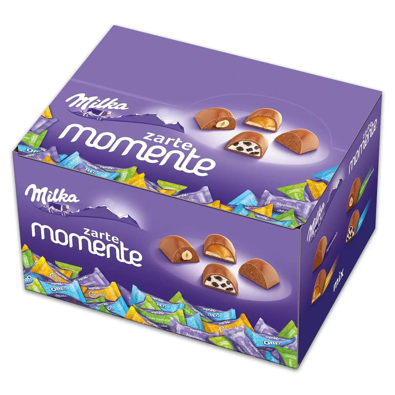 Milka Tender Moments Mix - 1 x 1 kg chocolate pralines / mixture with caramel, whole hazelnut, OREO and alpine milk