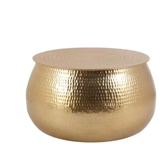 Copper Finished Coffee Table Round Hammered Aluminium Metal Furniture Center Table Available In Wholesale Price For Bulk Orders