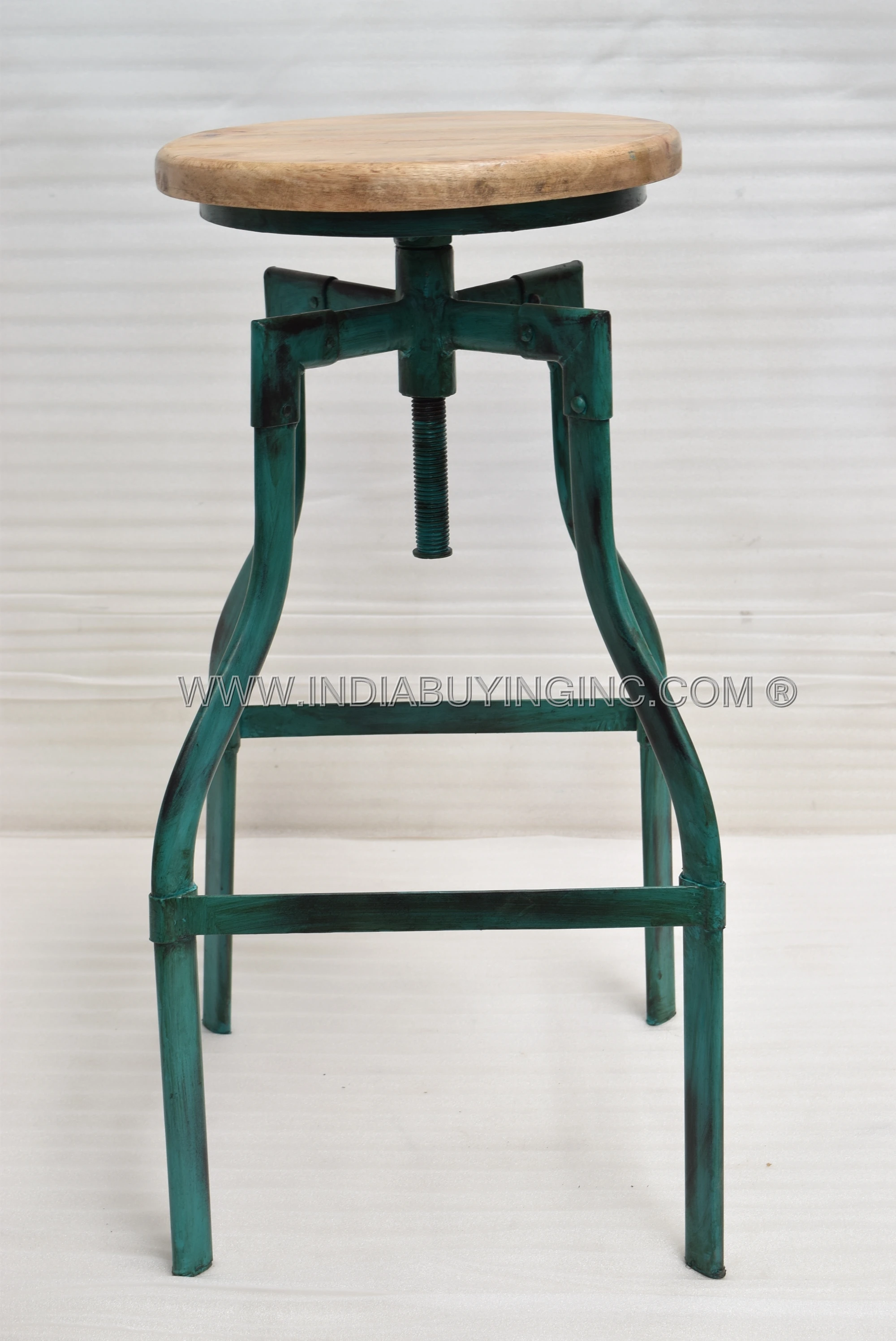 Good Quality Industrial Design Solid Wooden Seat Bar Stool with Metal Base Legs for Bar, Home Bar, Restaurants and Farm Houses