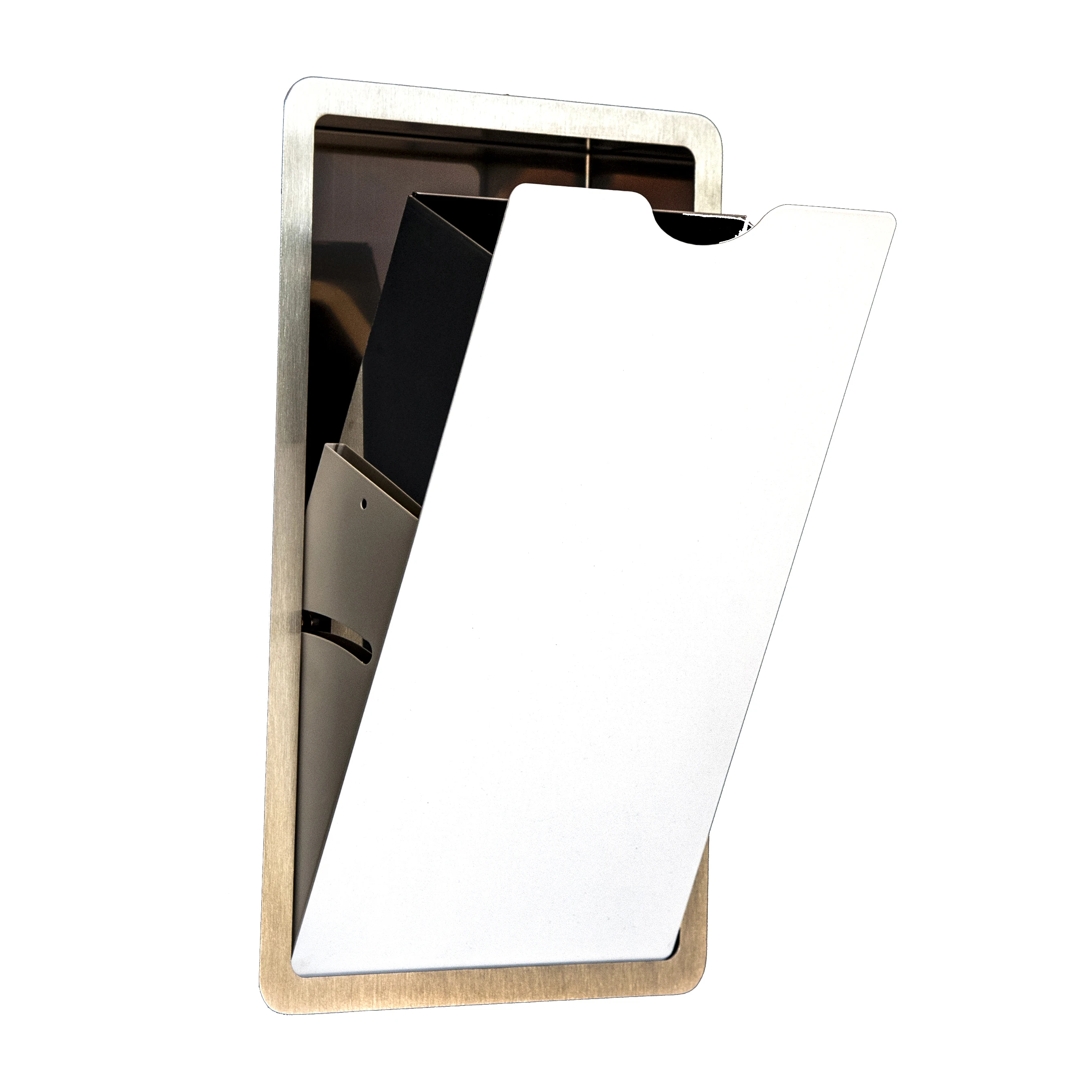 Recessed Bathroom Waste Bin Stainless Steel Varnished matt white