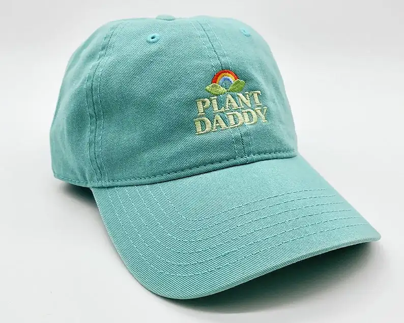 Plant Daddy 100% Cotton 6 Panels Unstructured Dad Hat Custom Embroidered Logo Brushed Sport Baseball Hats Adjustable Size Unisex