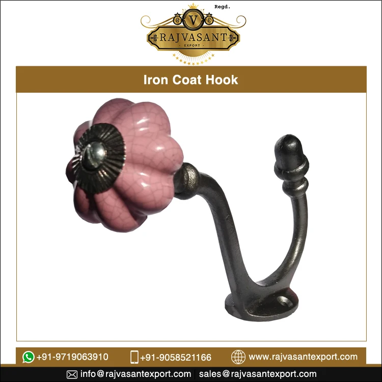 Hat Hanging Pegs Wall Mounted Hook Antique Cast Iron Colour Ceramic Coat Hooks/old Vintage Natural Matt Black Lacquer Pink Metal