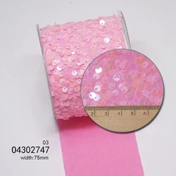 75mm Glitter Small Sequin fabric Ribbon for Hair Bows Headband/ribbons, customize color 25 yards per roll Wholesale DIY