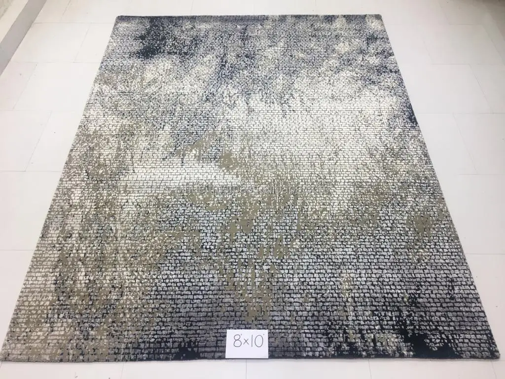 Сделанный на заказ красочный ковер из Индии шелковый ручной работы с узелком AZORE абстрактный художественный дизайн шелка и льна прямоугольная постельная комната