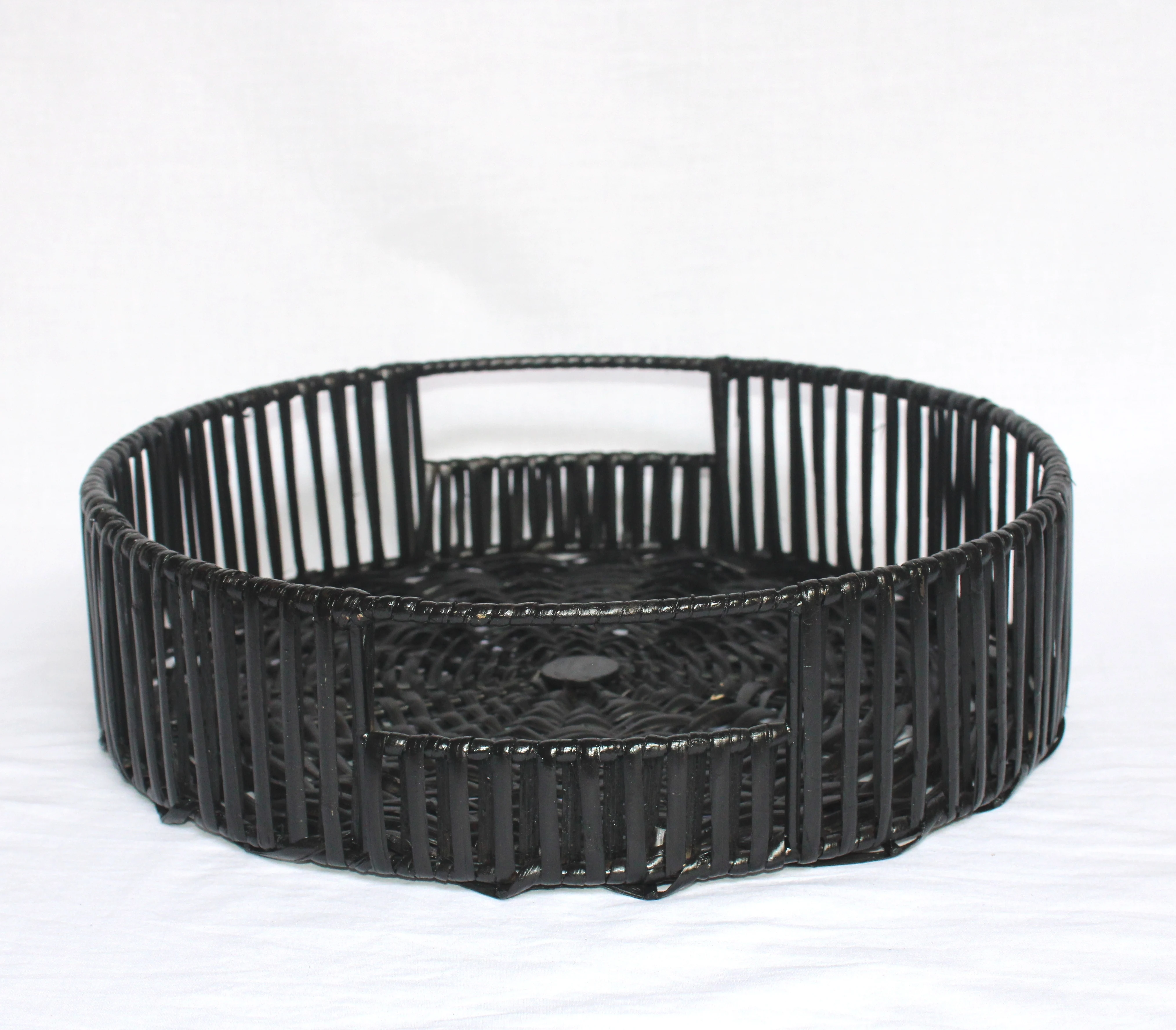  Плетеная корзина для хранения из ротанга и железа фруктов ручной работы большая круглая натурального