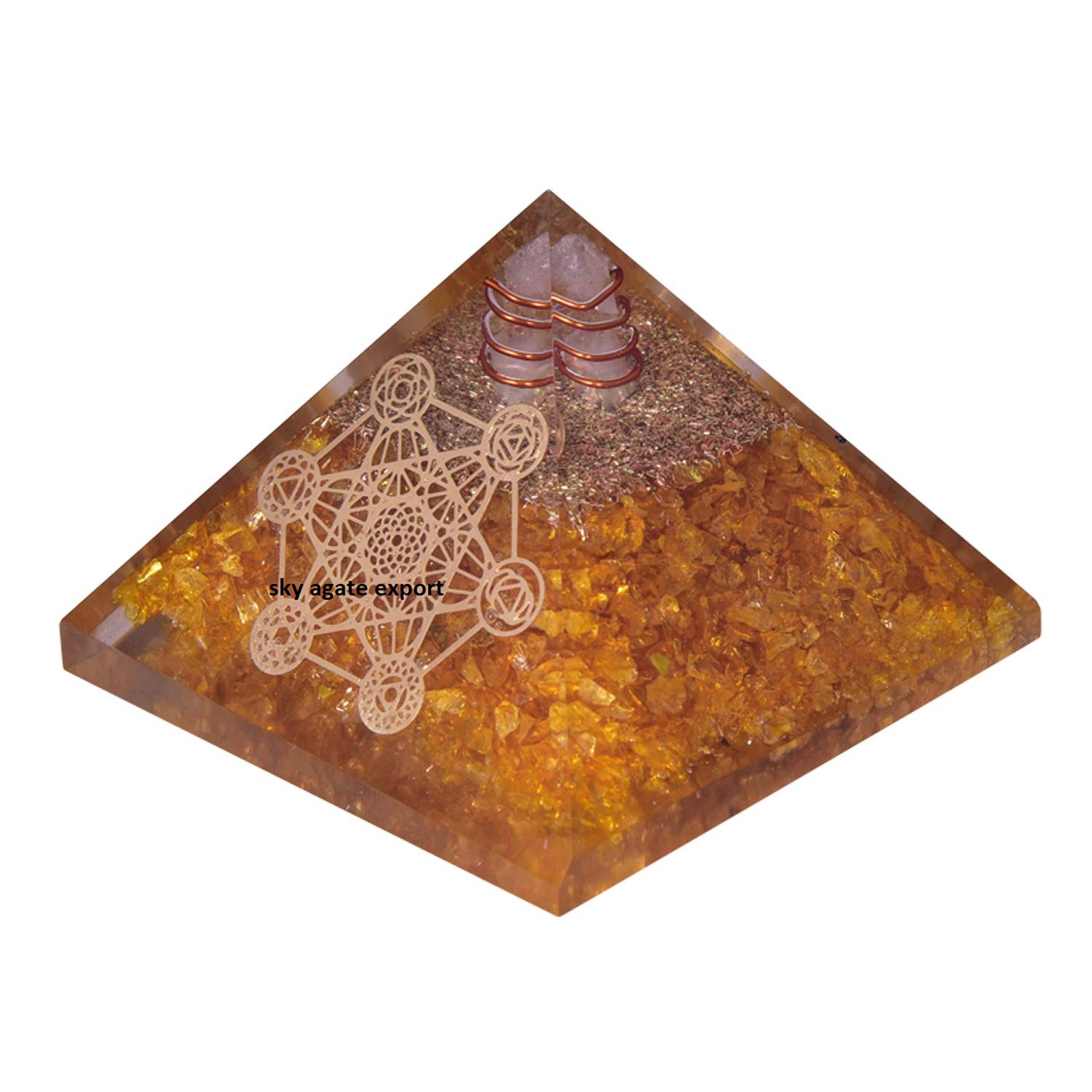 Оптовая продажа пирамиды цитрина оргонита с Метатроном, купить из неба, экспорт Агата