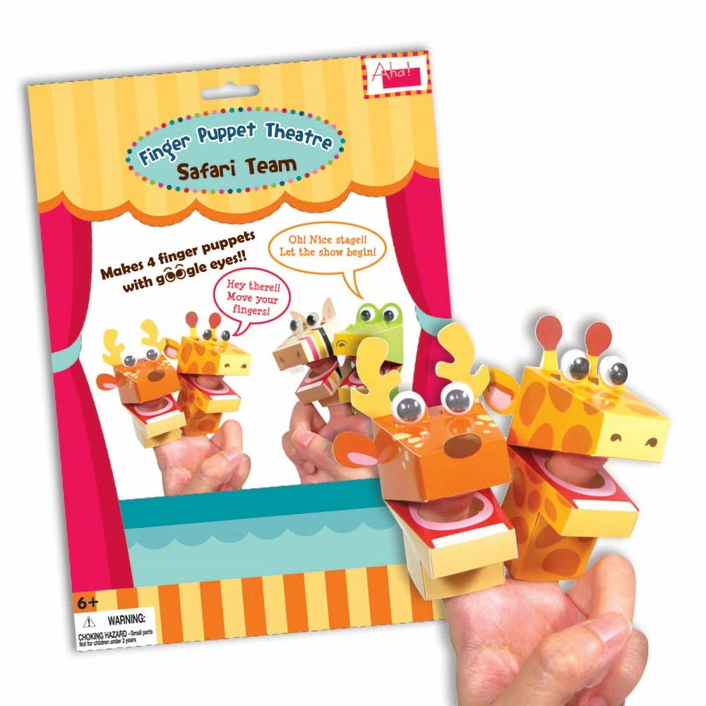 Wholesale Price Custom Design Paper Finger Puppet making kit Safari Educational Toys DIY art craft Role Play