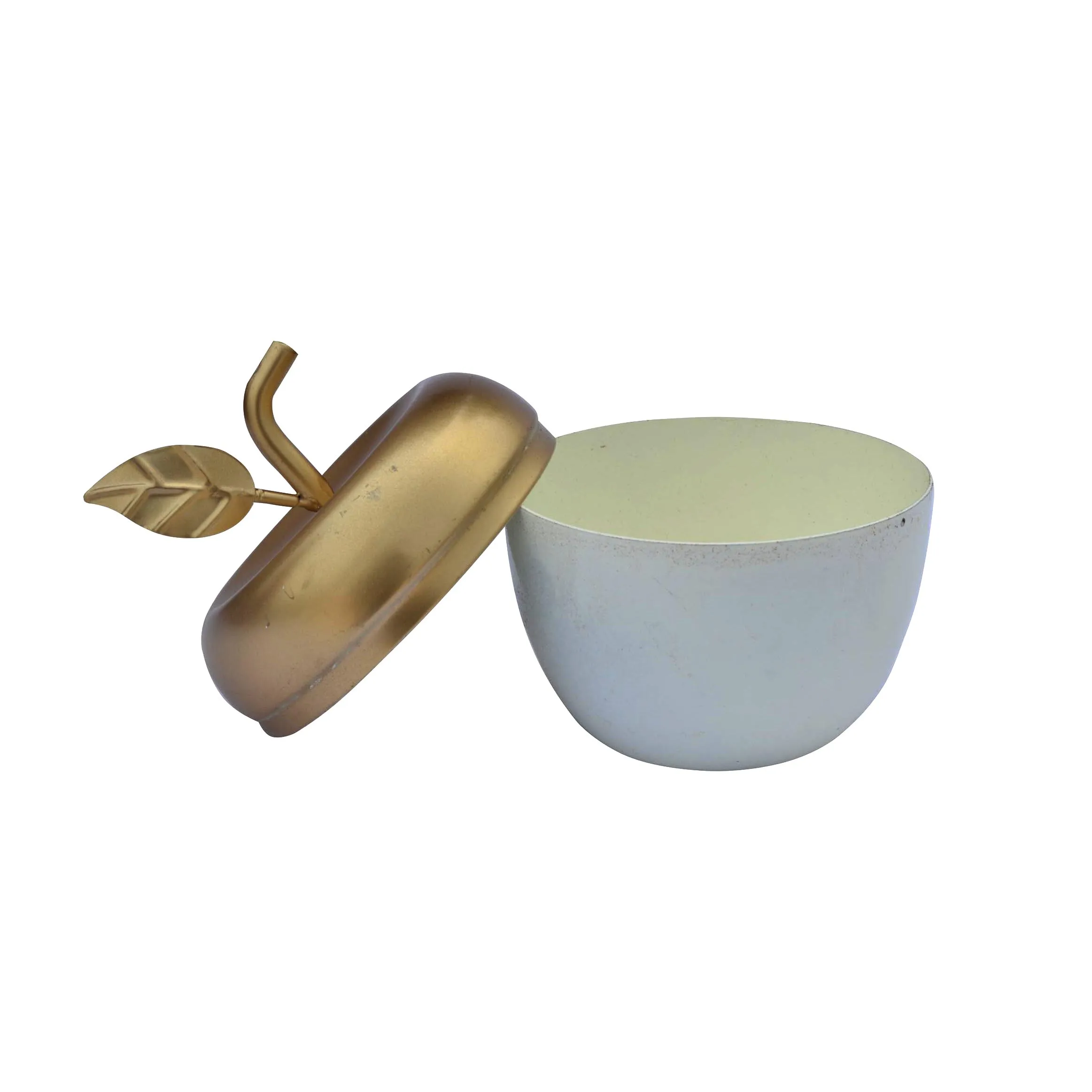 Ручной работы железная банка для изготовления свечей с крышкой черного и золотого цвета в форме яблока металлические подсвечники фонари