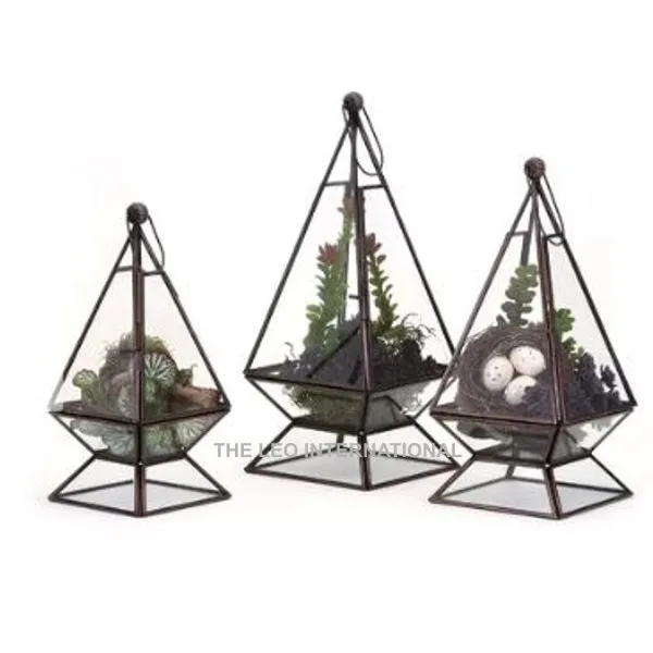 Geometric Terrarium Container Modern Tabletop Window Sill Decor Flower Pot Balcony Planter Display Box Moss Garden 7X7X9 Inch