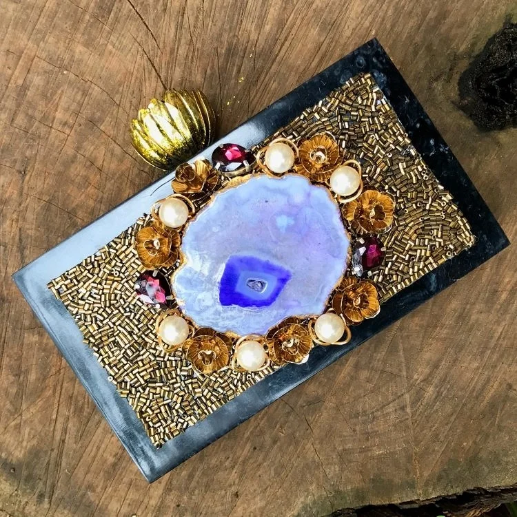 Genuine Natural Wooden And Brass Stylish Clutch Hand Bag New Design Women Evening Clutch Unique Handbag Purse