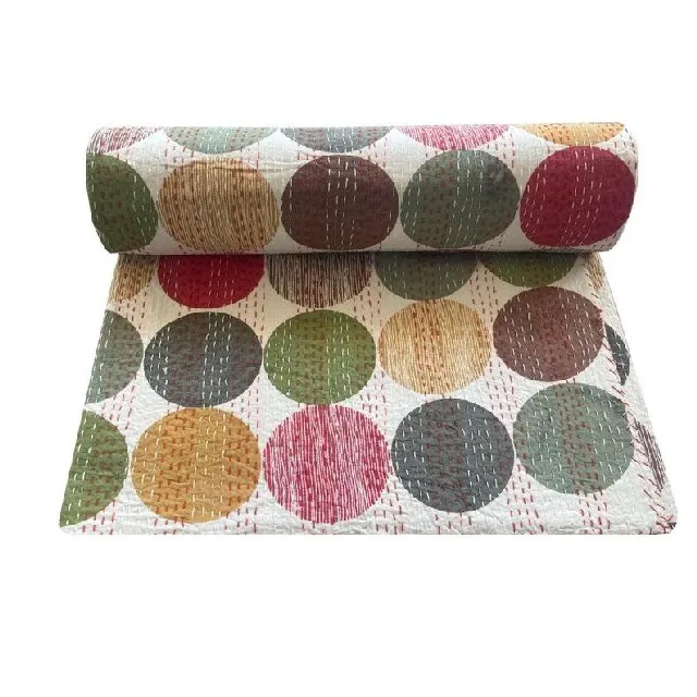 New Arrival Beautiful Comforter Bed Cover Bedspread Blanket Dot Printed Kantha Quilt set