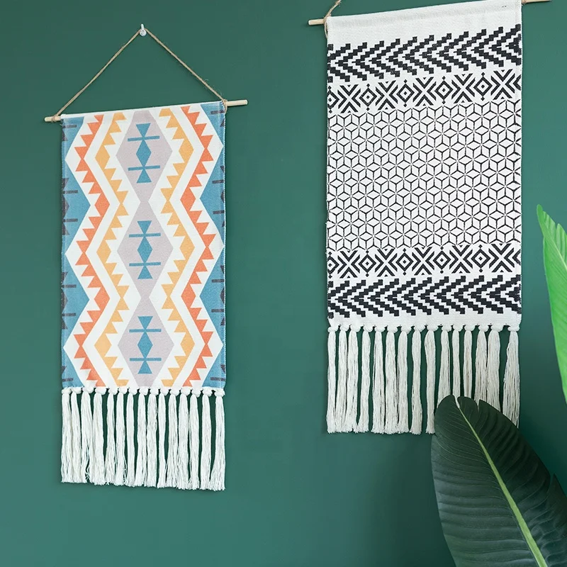 Custom Modern Minimalist Home Decor Black Cotton Woven Wall Hanging Tapestry Other Home Decor Printed Wall Decor Tapestry