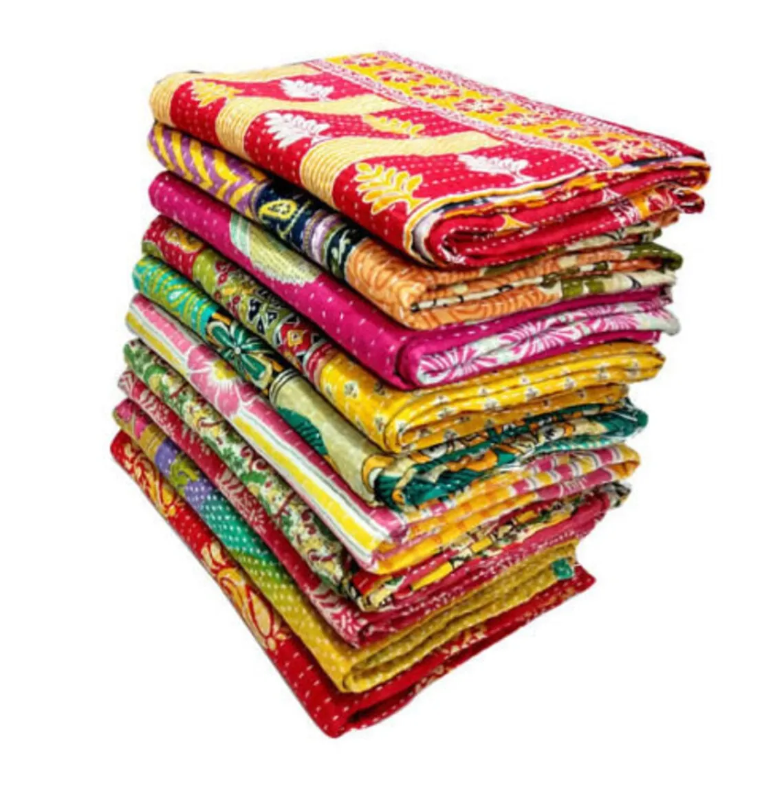 Wholesale Vintage Patchwork Handmade Reversible Bangali Cotton Silk Throw Bedding Bedspread Home Office Decorative Kantha Quilts