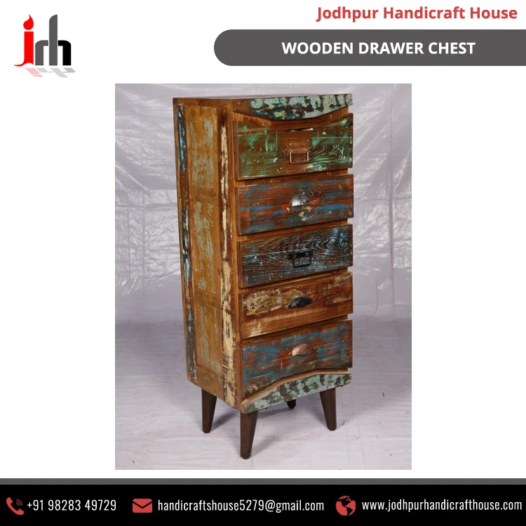 2021 Bulk Selling Strong Material Industrial & Vintage Wooden Tall Multi-Drawer Chest Cabinets for Home