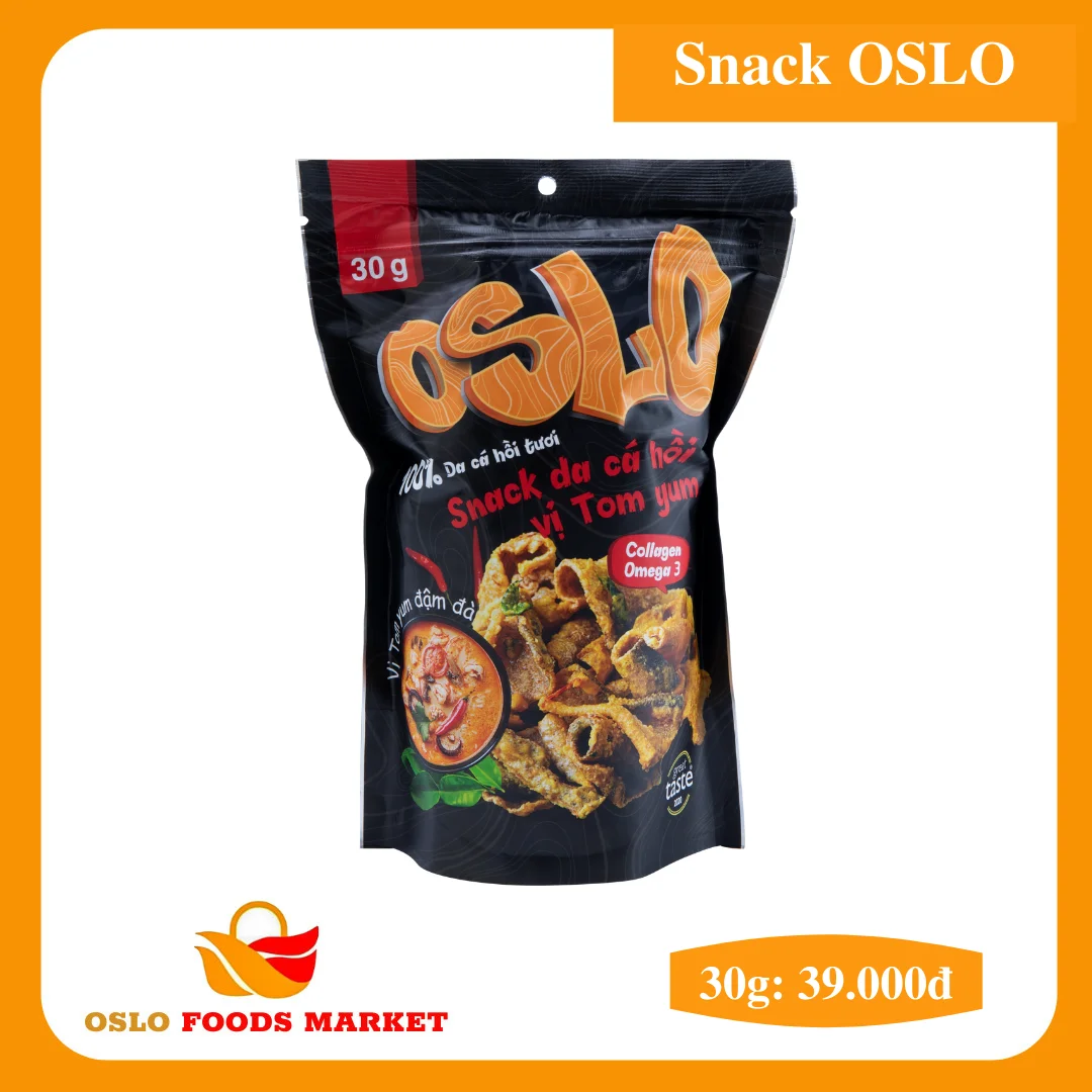 Top Selling Manufacturing Vietnam Oslo Snack Salmon Skin Tomyum OL0003.4 seafood snacks fish HACCP, HALAL Certifications