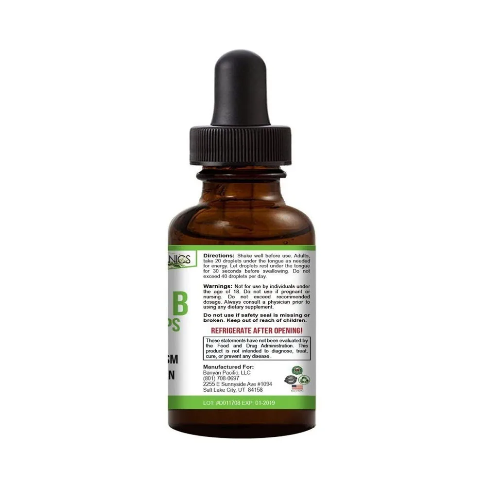 Green Organics Vitamin B Complex Liquid Drops Certified Support Energy Vitality Immunity Health (2 Fl Oz) GMO Free
