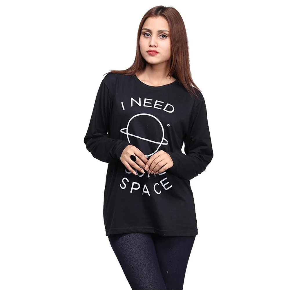 Breathable Cotton Long Sleeve Shirts Custom Made Shirts Comfortable Customized Colour women T-shirt Full Sleeve Black T Shirt