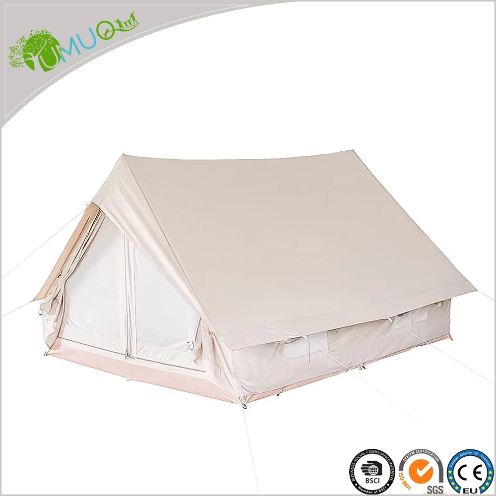 YumuQ 2.6M Waterproof Glamping Cotton Canvas Wall Tent, Luxury Camper Awning Tent for Outdoor Camping, Hotel