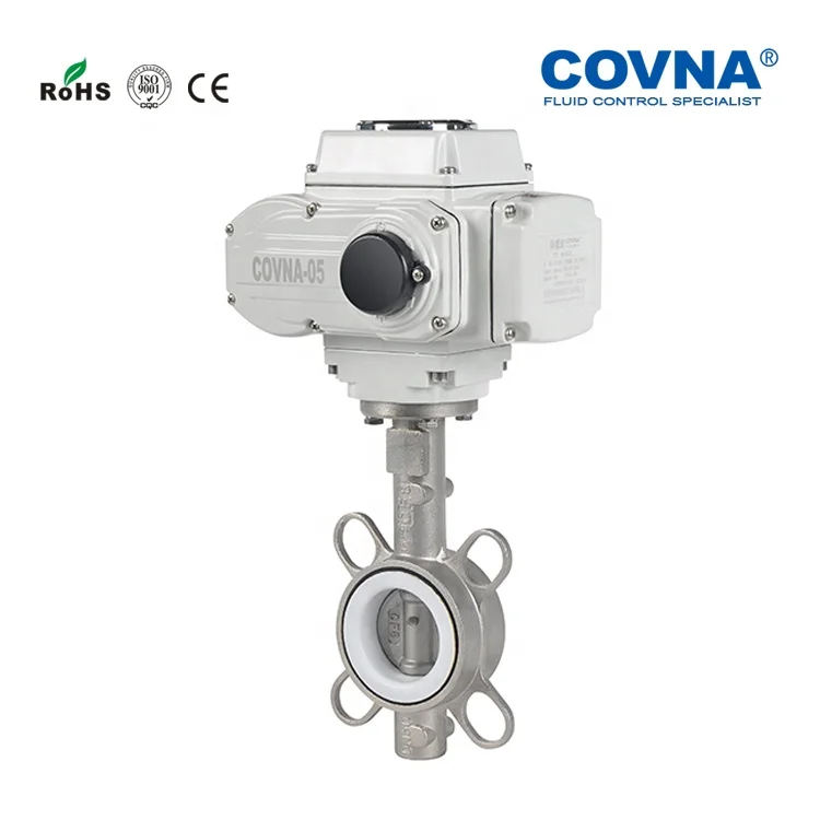 DN50 SS304 нержавеющая сталь PTFE линейный моторизованный электрический привод клапан-бабочка