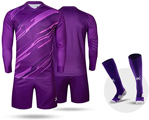 Men Kid Custom Padded Goalkeeper Soccer Jersey and Shorts, Youth Goalie Apparel Shirt and Pants, Boys Girls Keeper Kit