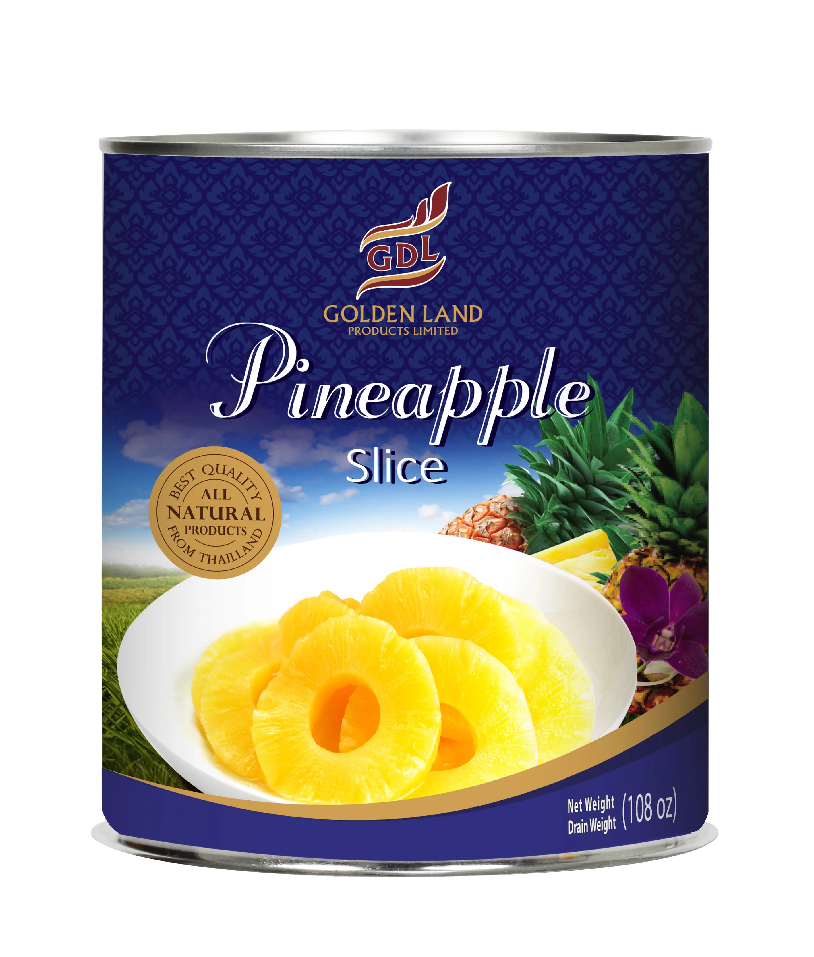 Консервированный ананас стандартные ломтики 3 кг. Из Таиланда