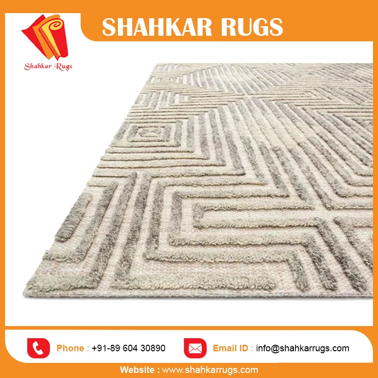 Best Living Room Rugs EHR 02 Grey Silver Hand Tufted High Quality From India At Wholesale Price