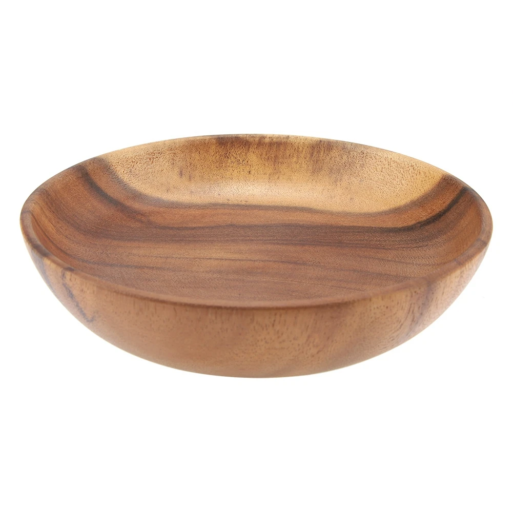 Custom small large thick kitchen wooden vegetable fruit salad mixing bowl wholesale round wooden bowl acacia wood salad bowl