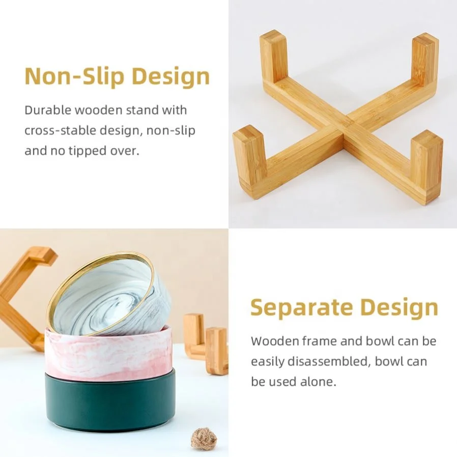 Marble dog water bowl matte elevated dog food bowl non slip ceramic foldable waterproof pet smart Pet Bowls & Feeders