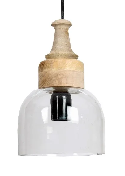 MODERN GLASS PENDANT LAMP , WOODEN CEILING LIGHT