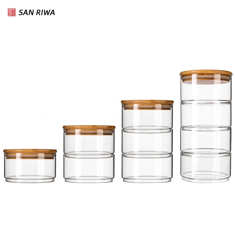 Heat resistant stacked glass tanks Sealed damp proof containers stacked containers fresh multi-layer stacked tanks