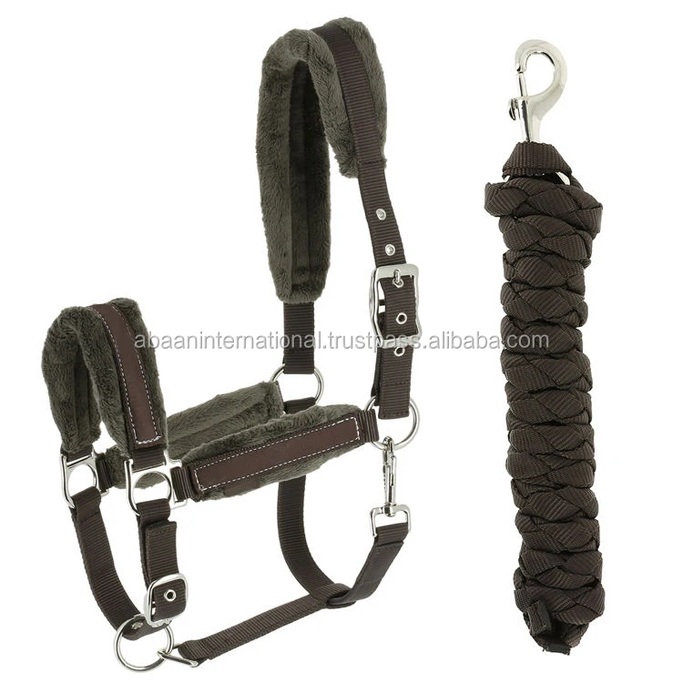 Wholesale Equestrian Padded Adjustable Horse Riding Nylon Headcollar Halter Custom Nylon e halters and Matching lead ropes