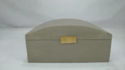 Brass Lock Light Grey Lovy Color 0,32x0,22x0,15  Faux Shagreen Jewellery Box  Faux Boa Jewellery  Box