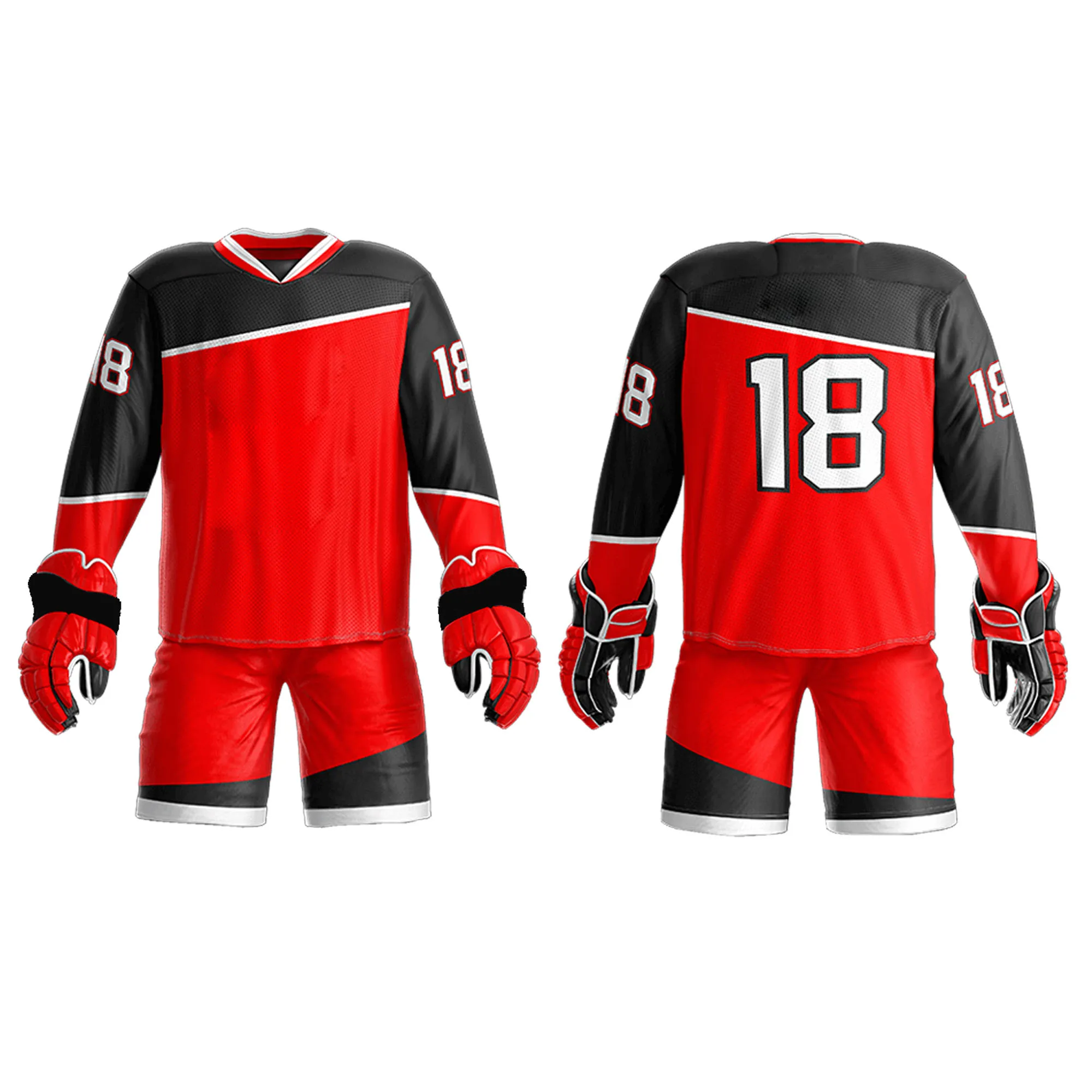 Униформа для хоккея с шайбой Высококачественная униформа двусторонняя колледжа