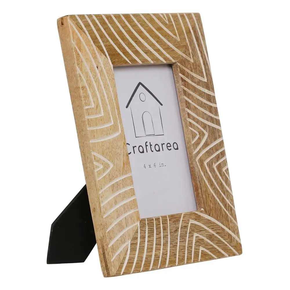 Bamboo Wood Display Picture Frame Anniversary Gift 4x6 inch Thickened Wooden Frame for Tabletop Vintage Wooden Picture Frame