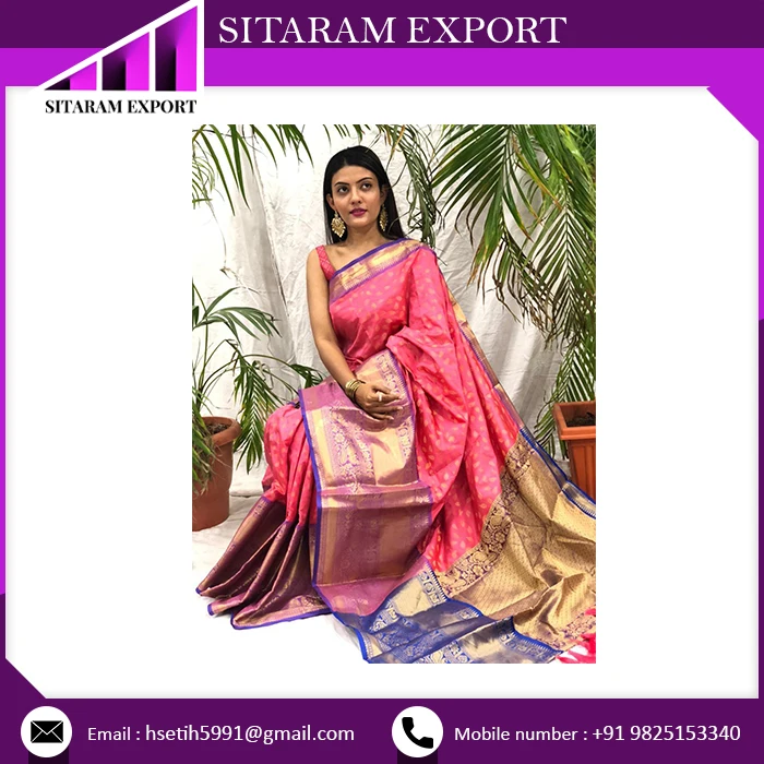 Best Kanchi Border And Pallu Comes Pure Leaf Big Border  Stylish Saree Buy For Lowest Price