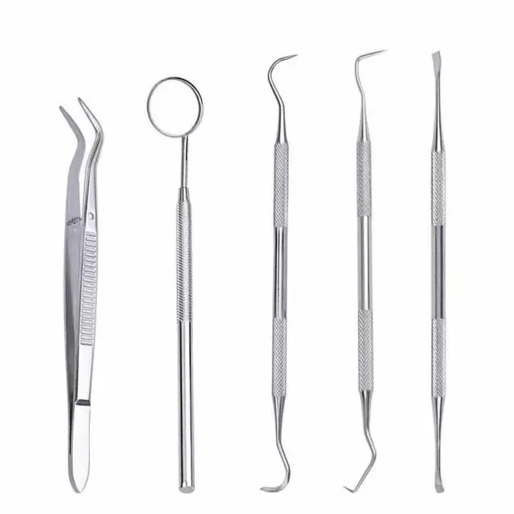Dental Kit Teeth Whitening Mirror Scaler Tweezers Dentist Basic Examination Set 5pcs