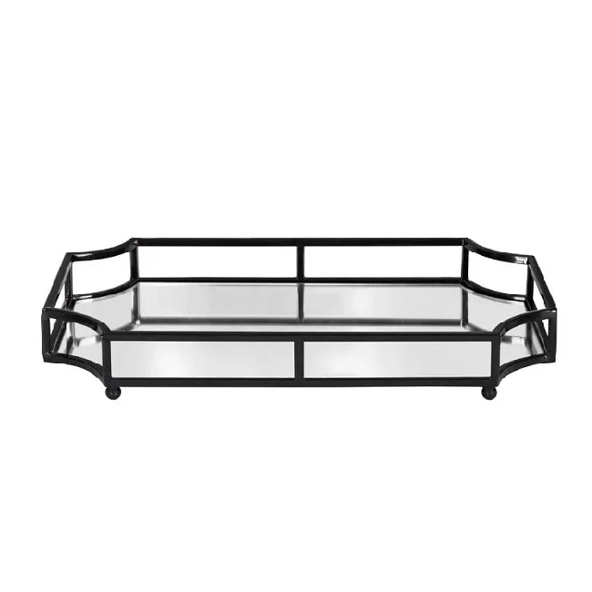 Newest Arrival Oval shaped metal  Tray With Silver Fine Touch For Luxury Tableware