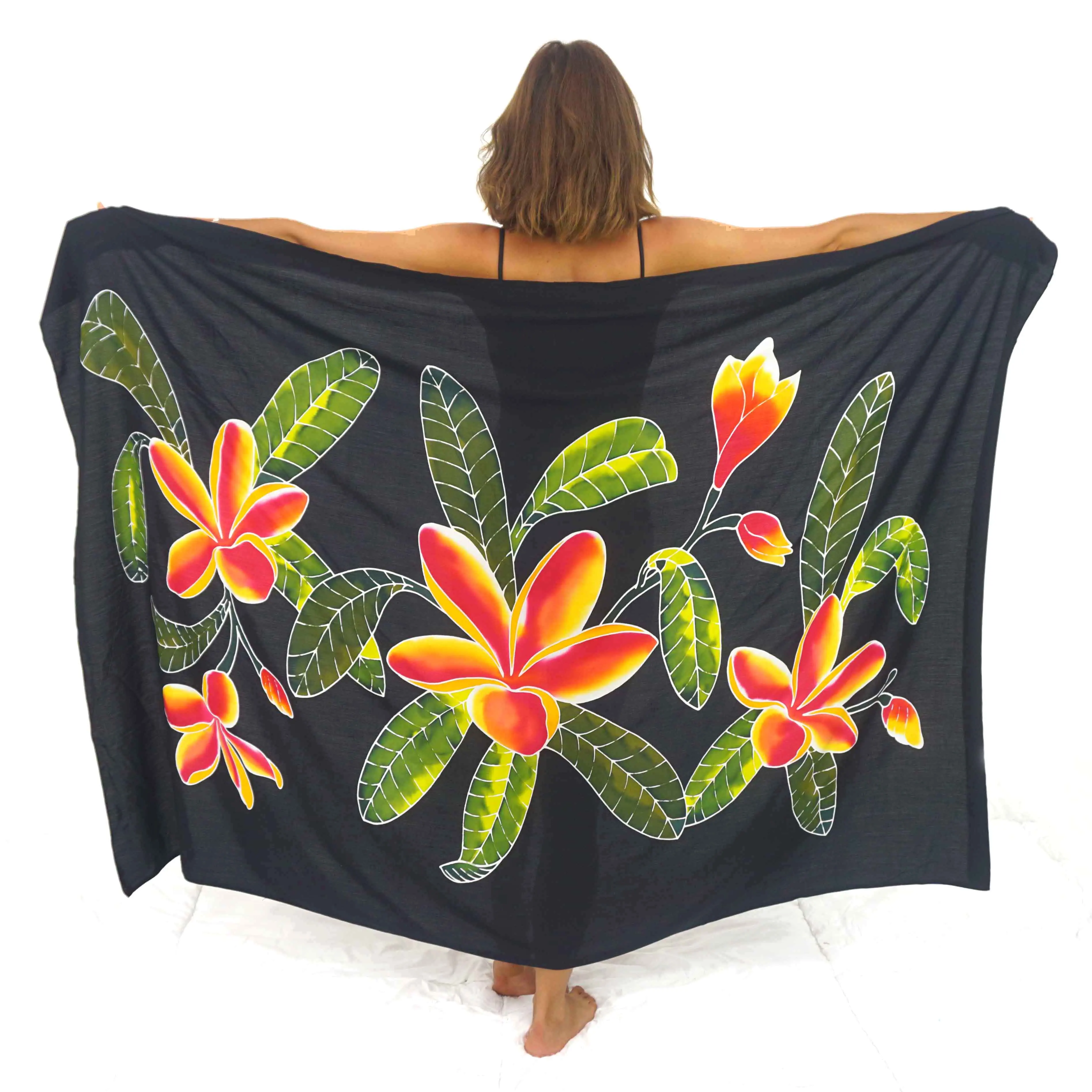 Hand Painting Hawaiian Sarongs Pareo 100% Finest Quality Rayon Custom Wholesale Beachwear Cover up HP086-002R1