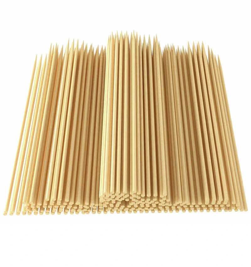 Eco-friendly Bamboo Sticks Round Pattern Skewer for Barbecue and Grill Food Heat Resistance Feature Home Restaurant Use