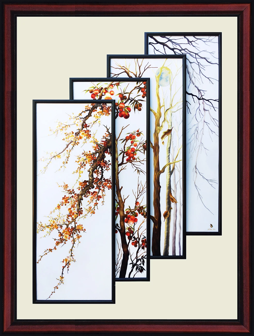 Традиционная вышивка вручную из Вьетнама современный стиль декоративная живопись четыре сезона