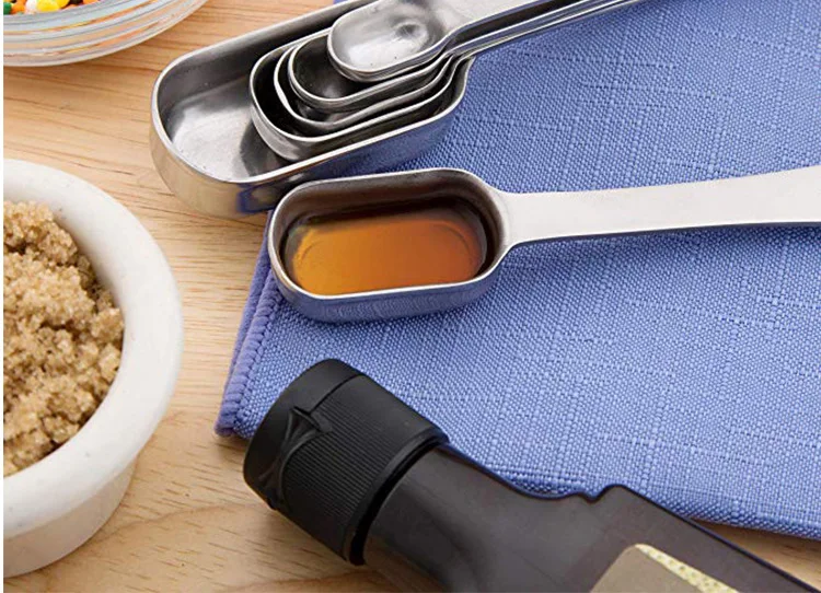 Top Sale High Productivity 2 in1 Coffee Scoop Weight Rectangle Food Measuring Metal Spoon