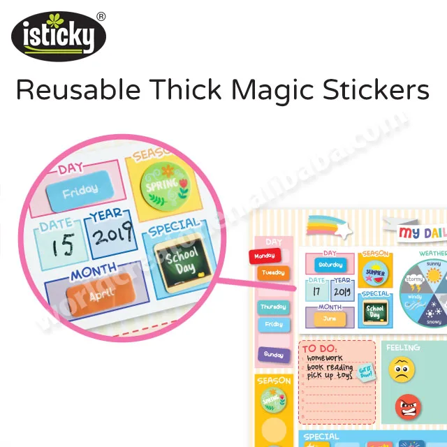 
Educational Wall Sticker Kids Calendar With TPE Stickers 