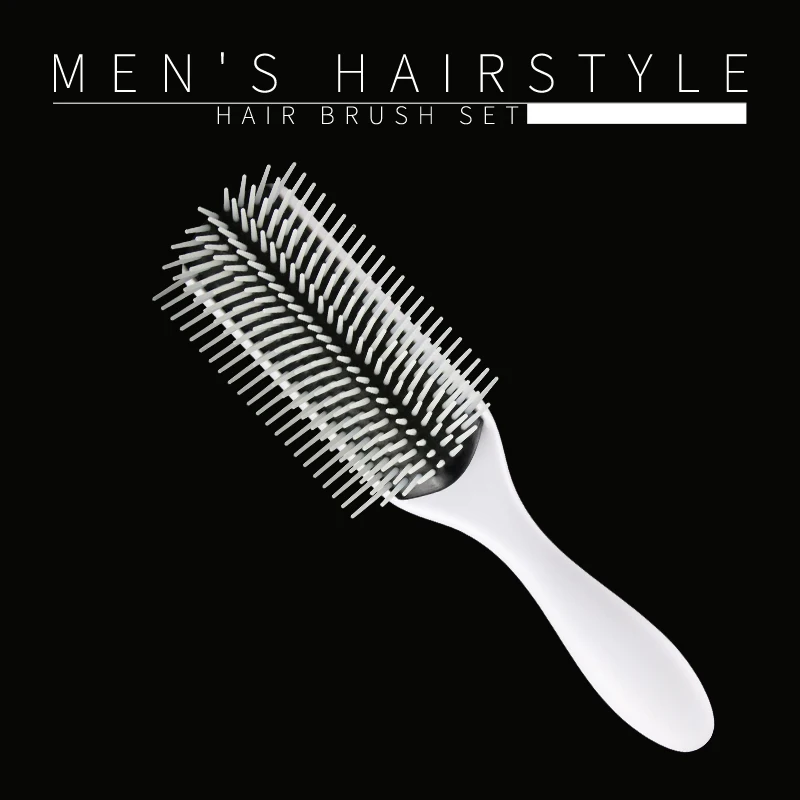 9 Rows Hair Brush for Separating Shaping Defining Curls Blow-Drying Styling Detangling Classic Denman Styling Brush