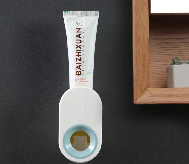 Wholesale Wall Mount Hands Free Squeezer Automatic Toothpaste Dispenser toothbrush holder set for Bathroom simple style