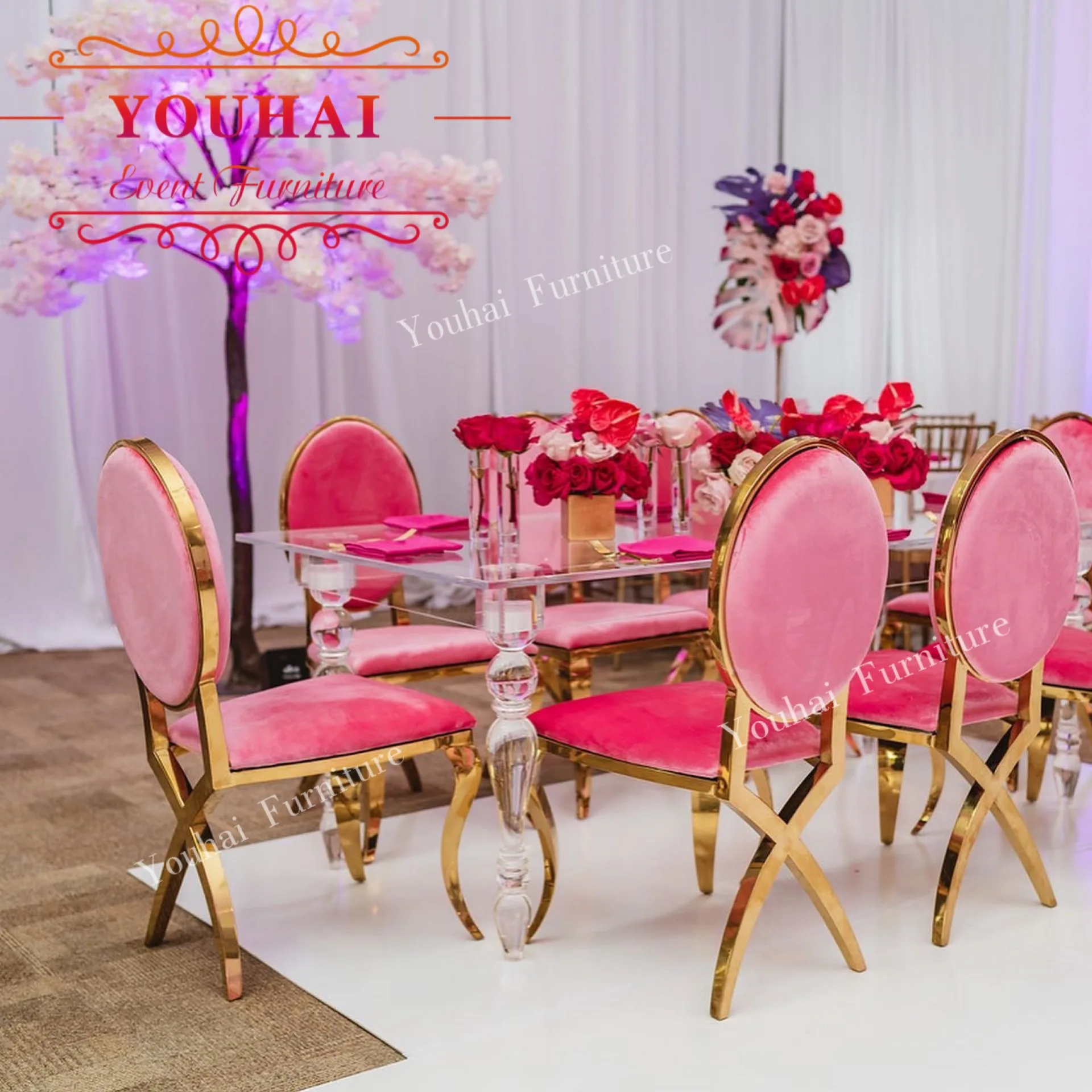 Commerical Furniture Royal Gold Stainless Steel Wedding Banquet Chair