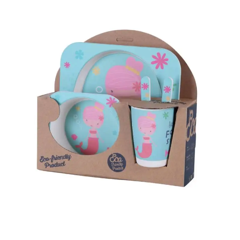 Recycled PET factory wholesale price eco friendly BPA free dishwasher safe 5 pcs tableware dinner set for children